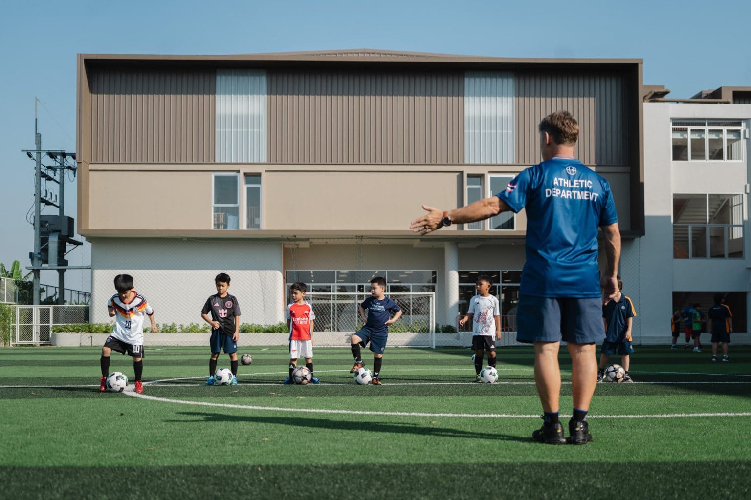 Football training on the school pitch
