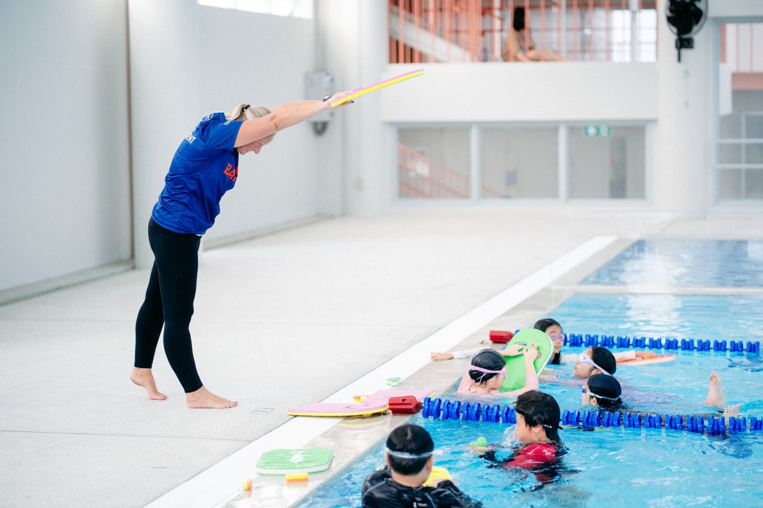 A swimming lesson in the school pool