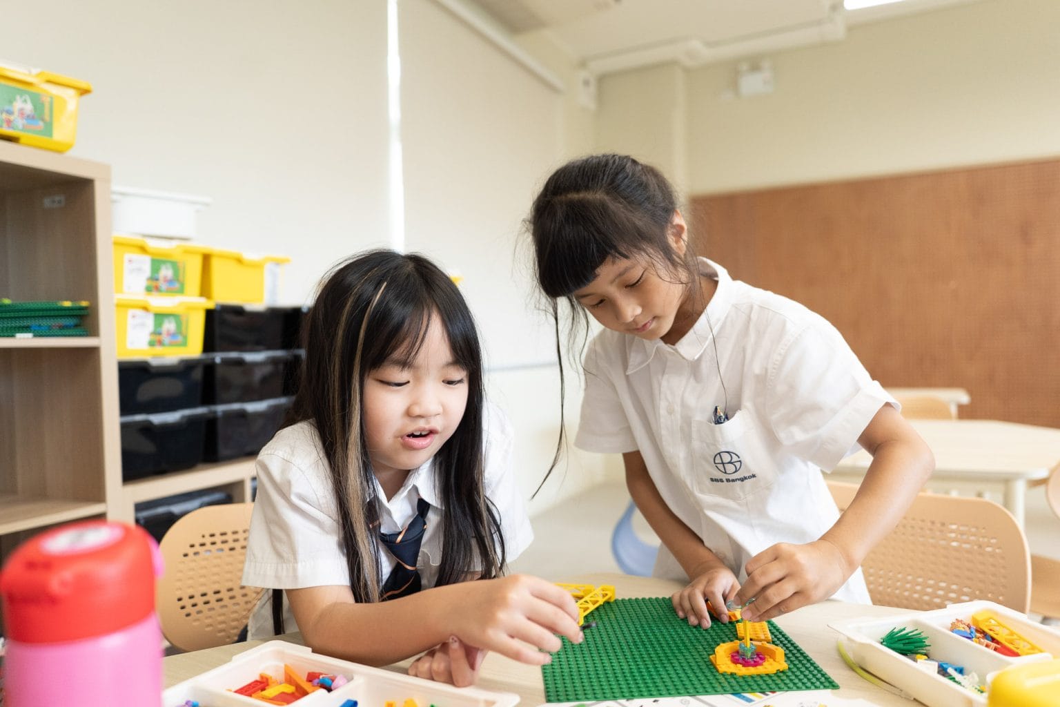 Two pupils building a model in the Maker Space